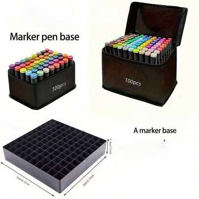 100/168 Marker Pen Storage Box, Art Marker Pen & Colored Pencil Storage Box - Black Desktop Storage Box, Suitable For Home, Classroom, Office