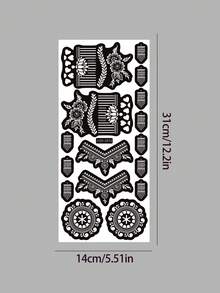 2 Sheets Tattoo Template - Multi Style Hollow Out Body Art Template With Decorative Flowers, Geometric And Retro Patterns, Reusable For DIY Temporary Tattoos,Suitable For Various Body Parts, Perfect For Parties, Festivals And Daily Styling, Easy To Apply And Clean