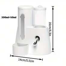 2pcs Automatic Pet Feeder & Waterer Set {1pc Food Storage Container + 1pc Water Bottle}, Multifunctional Hamster Automatic Water Dispenser, Water Bottle & Food Bowl 2-In-1, Battery-Free, Pet Feeder & Drinker - White - View 10