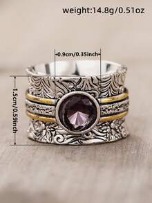 1枚镶嵌立方氧化锆的女士戒指，适合情人节、结婚纪念日、派对等场合佩戴。 - 1# - 查看 9