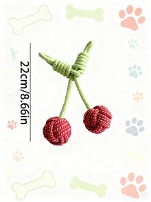 3pcs Dog Chew Toys With Knot Ropes, Suitable For Small & Medium Breed Puppies, Durable Teeth Cleaning, Cherry Knot Design - Multicolor - View 3