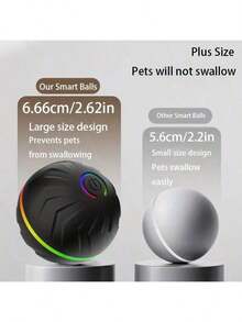 1 pieza Pelota saltarina inteligente de color aleatorio, este es un juguete interactivo divertido y duradero, recargable por USB, hecho de goma termoplástica, se mueve aleatoriamente, adecuado para que los perros pequeños jueguen. Debido a la colisión con el suelo, habrá sonidos normales. Pelota de juguete interactiva adecuada para perros pequeños - Negro - Ver 8