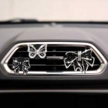 3件套闪亮水钻汽车出风口装饰精致蝴蝶结装饰夹汽车内饰配件内饰装饰通风口夹适用于汽车内饰装饰，营造清新氛围，最佳礼物 - A - 查看 7