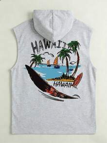 Men's Printed Casual Sleeveless Hoodie Vest | Exquisite Design | Essential For Summer | Fashionable Matching, Showcasing Your Style - Light Grey - View 3