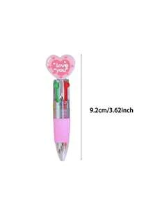 6pcs Cute Creative 4-Color Ballpoint Pen Set, Romantic Heart-Shaped Multicolor Ballpoint Pens, Cartoon Heart Pens, Ideal Party Favors, Gifts For Students, Coworkers, Artists - Perfect For School, Office, Classroom Rewards - Multicolor - View 2