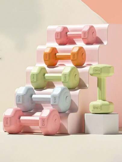 2个装女士哑铃家用健身器材，哑铃表面采用哑光塑料涂层，适用于力量训练、瑜伽、臀部锻炼，男女通用健身器材，健身房配件，锻炼，健身房，家用健身，哑铃，健身重量，重量，女士哑铃，男士哑铃，适合家庭和健身房使用，防滑手柄，轻便肌肉力量训练，各种体操运动，新年礼物