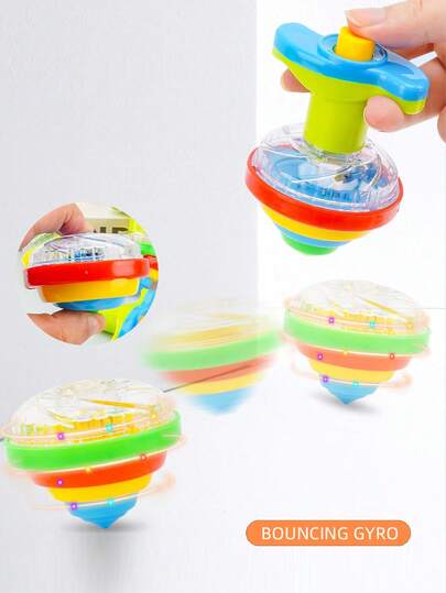 1 Interesting LED Illuminated Music Gyro, Flashing Spinning Gyro Toy, Hand Cranked Gyro, Spinning Gyro Game, Gyro, Rotator, Lighting Up Music Spinning Toy, Stress Relief Toy Color Gyro, Combat Gyro, Fingertip Gyro, Lighting Toy, Dark Party Supplies, Gifts (Some Parts Have Random Colors, Manual Measurement Sizes May Have Slight Errors)