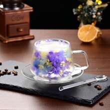 豪华双层玻璃小咖啡杯配勺子，创意轻便家用水杯 - 彩色 - 查看 6