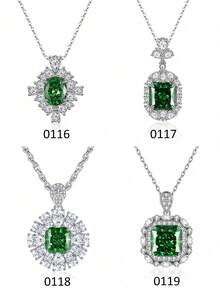 1件925纯银时尚钻石项链，精致优雅的女士项链，适合日常佩戴、约会、新年、情人节等场合，是送给女士的珍贵珠宝礼物。 - 銀色 - 查看 2