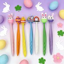 12片/24片卡通兔子和复活节彩蛋图案超大橡皮擦，高品质，清洁不留痕迹，适合学生、课堂奖励、节日、办公用品 - 復活節系列橡皮擦捲髮 - 查看 3