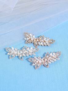 1件优雅女士发夹，镶嵌闪亮水钻和仿珍珠 - 非常适合新娘、派对和日常迷人造型 - 彩色 - 查看 2