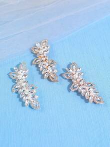 1件优雅女士发夹，镶嵌闪亮水钻和仿珍珠 - 非常适合新娘、派对和日常迷人造型 - 彩色 - 查看 3