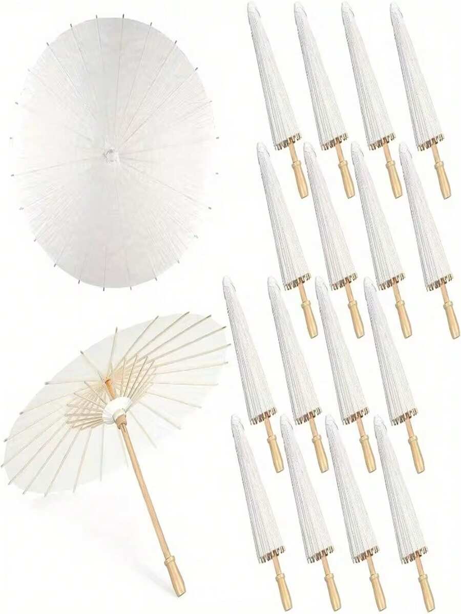 1pc White Paper Parasol - No Handle Or Feather Decor, Suitable For Wedding, Photography, Cosplay, Party, Beach Decor, Applicable For Halloween, Christmas, New Year, Valentine's Day And Other Festivals And Party Events - Multicolor - View 1