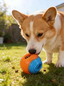 Pet Treat Dispensing Ball For Dogs Cats - Chew Resistant Squeaky Dual Color Bouncy Toy, Boredom Relief, Ideal For Puppy Kitten Owners - Multicolor - View 3