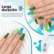 Pack de tres botellas de gel de esmalte de uñas de diferentes colores (15 ml cada una) con una fórmula de larga duración de calidad profesional, compatible con lámparas UV y LED. Proporciona un acabado brillante y firme, ideal para manicura avanzada en el entorno del hogar. Producto especialmente recomendado para adolescentes y adultos interesados en el cuidado de las uñas. También es una gran opción de regalo Cherimoya - Multicolor - Ver 6