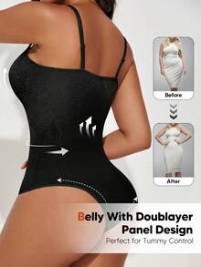 Body de encaje con cintura alta y elástica que da forma al Body de la mujer - Negro - Ver 2