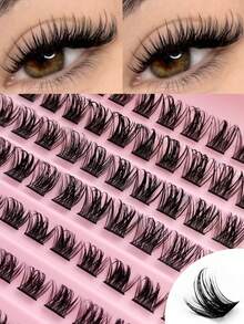 120pcs Natural Lightweight D-Curl Fluffy False Eyelashes, DIY Home Lash Extension, Thick & Soft, Everyday Wear - D - View 1