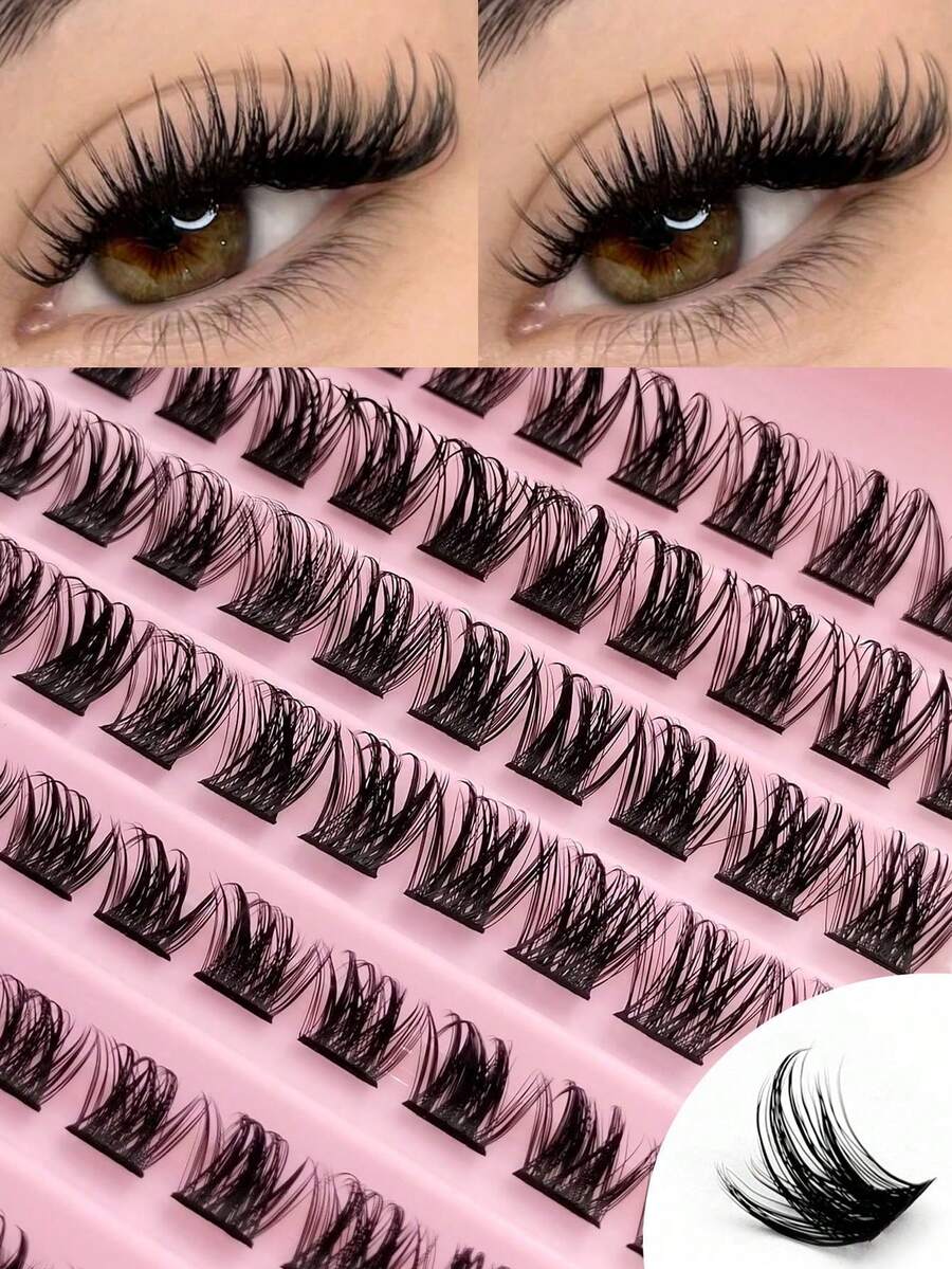 120pcs Natural Lightweight D-Curl Fluffy False Eyelashes, DIY Home Lash Extension, Thick & Soft, Everyday Wear - D - View 1