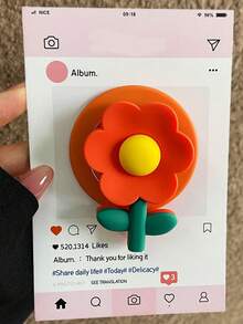 Flower Series Elements Silicone 1pc 3D Food-Shaped Magnetic Phone Holder, Cute Cartoon Silicone Fruit, Compatible With Magsafe Phones (Phone Cases), Extendable & Foldable, Suitable For Desk Viewing, February Valentine's Day Gift - Multicolor - View 3