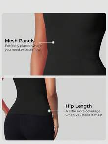 Racerback Tank Tops For Women - Scoop Neck Spaghetti Strap Padded Workout With Built In Bra - 黑色 - 查看 3
