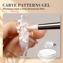 LIMEGIRL 3D立体雕刻图案凝胶指甲油套装：3色印花凝胶指甲油调色盘，免擦拭晕染凝胶指甲油，3D立体雕刻凝胶，包含用于极光渐变美甲DIY的海绵工具 - 彩色 - 查看 4