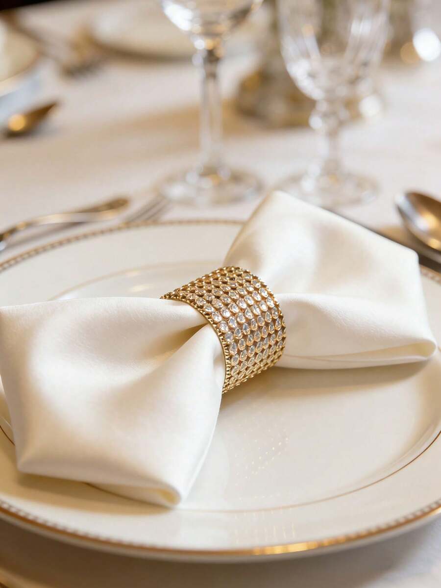 餐巾环，金色锌合金餐巾环，创意开口餐巾环，镶钻餐巾环，适用于餐厅、酒店餐桌装饰，金属螺旋餐巾架，为您的餐桌增添品质感