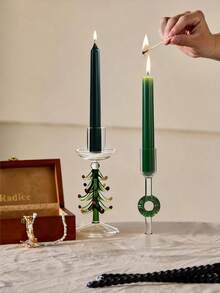 1个手工玻璃树形烛台，家居装饰摆件，复古现代风格，适用于卧室、客厅、壁炉、酒店装饰、烛光晚餐、教堂、咖啡馆、节日/派对婚礼装饰、乔迁、生日、毕业礼物 - 彩色 - 查看 4