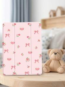 1 件装花卉爱心蝴蝶结图案扁平保护套，兼容 iPad 10.2 英寸（2021/2020 款）、iPad 第 10/9/8 代、iPad (A16) 11 英寸（第 11 代，2025 款）、三星 Galaxy Tab A8 10.5 英寸（2022 款），平板电脑保护套带笔槽，支持自动睡眠/唤醒功能。 - 彩色 - 查看 3