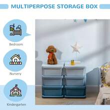 Blue Kids' Storage Organizer – 6-Drawer Unit For Toys & Bedroom - bawaan - View 5