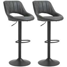 Bar Stool Set: 2 Swivel Kitchen Stools, Height Adjustable With Footrest, Leather-Look Upholstery And Metal Frame, 44 X 49 X 90-110 Cm, Grey | .De