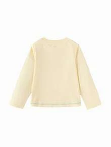 Balabala Mikko Girls Long Sleeve T-Shirt, Crew Neck, Cute Cartoon Print, Soft Touch Fabric, Comfortable Fit, Spring Daily Wear - Light Yellow - View 2