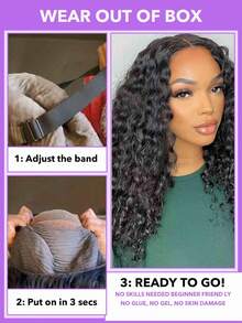 30 Inch Deep Wave Lace Front Wigs Human Hair 180 Density 5x5 Transparent Lace Frontal Wigs Human Hair Pre Plucked Water Wave Glueless Wigs Human Hair For Women Natural Black - Natural Black - View 8