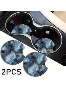 两套灰色大理石纹亚克力汽车杯垫 - 耐热亚克力材质，男女皆宜，是装饰汽车配件的理想之选，情人节礼物 | 耐热杯垫 - A - 查看 2