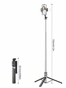 Bluetooth Remote Control Alloy Selfie Stick, 130cm Length, With Phone Holder, Equipped With 3-Color LED Light, Extendable, 360° Rotation, Anti-Shake And Foldable, Portable Tripod Design, Ensures Stable Shooting, Suitable For Live Streaming - one-size - View 9