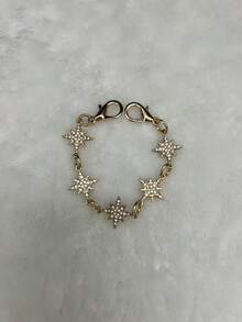 5pcs Sparkling Star Chain Pendant With Rhinestones, Bag Charm Accessory For Valentine's Day