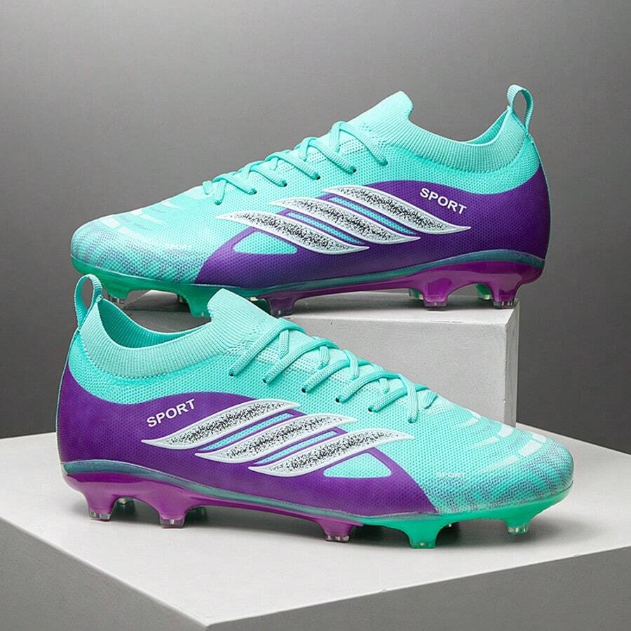 Professional Football Shoes For Men, Women, Youth, School, Match, Training, TPU Studs, Seamless Lace-Up Adult Football Sports Shoes - Cadet Blue - View 1