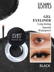 USHAS 二合一凝胶眼线笔，黑色眼线笔，24 小时持久眉妆，高显色度防水哑光防晕染眼线笔 - #01 - 查看 7
