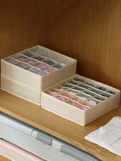 1个24格内衣收纳盒，抽屉式网状可折叠收纳盒，家用分隔式文胸、袜子收纳整理袋