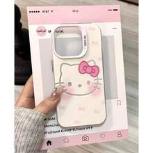 1 chiếc ốp lưng điện thoại Hello Kitty thời trang và sáng tạo của Sanrio, chống nước, chống sốc, trang trí nơ, hình mèo đỏ mặt, "Siêu ngầu", phong cách hoạt hình, lấp lánh, dễ thương và thời trang, tương thích với Apple Series 17, 11/12/12 Pro, 13/14/15, 13 Pro/14 Pro/15 Pro, 12 Pro Max/13 Pro Max/14 Pro Max/15 Pro Max, 16, 16 Pro, 16 Pro Max, 17, 17 Pro, 17 Pro Max. - trắng - Xem 2