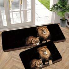 [Machine Washable Doormat] Proud Lion Autumn Theme Washable Entryway Mat - Thick And Durable Polyester Kitchen And Bathroom Rug, Machine Washable, Great For Home Decor, Doormat, Small Rug, Welcome Mat, Carpet, Floor Mat, Outdoor Doormat, Kitchen Rug, Home Decor, Front Door Mat, Area Small Rug, Outdoor Mat, Home Decor, Area Rug, Garden Rug, Washable Carpet - Multicolor - View 1