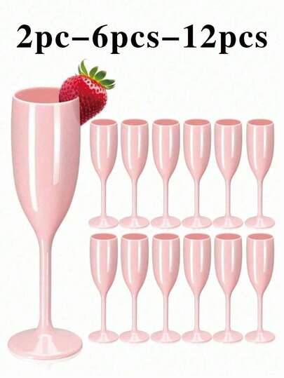1/3/6/12/24 Pcs Sweet Girl Exclusive Pink Acrylic Stemware, Minimalist Elegant, Birthday Party Photo Prop Wine Glass, Restaurant Beverage Cup, Party Supplies, Crystal-Like Quality, Party Atmosphere Decor, Themed Party Exclusive Cup, Outdoor Wedding Unbreakable Cup