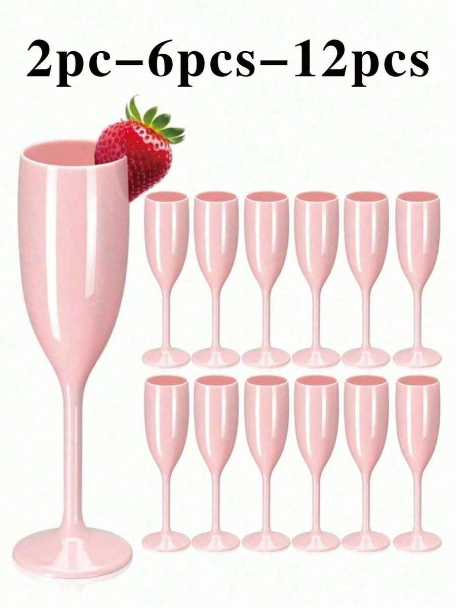 1/3/6/12/24 buc pahare acrilice roz exclusive pentru fete dulci, minimaliste elegante, pahar de vin pentru petrecere de ziua de naștere, pahar de băuturi pentru restaurant, accesorii pentru petreceri, calitate asemănătoare cristalului, decor pentru atmosferă de petrecere, pahar exclusiv pentru petrecere tematică, pahar indestructibil pentru nunți în aer liber - Multicolor - Vizualizare 1