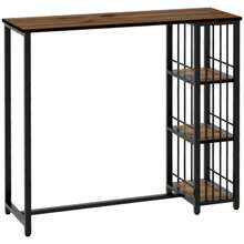 Bar Table, High Table, 3-Shelf Counter Table, Bar Counter, Wood-Look Kitchen Table, Steel Frame, For Dining Room, Kitchen, Brown, 120 X 40 X 105 Cm - Camel - View 9
