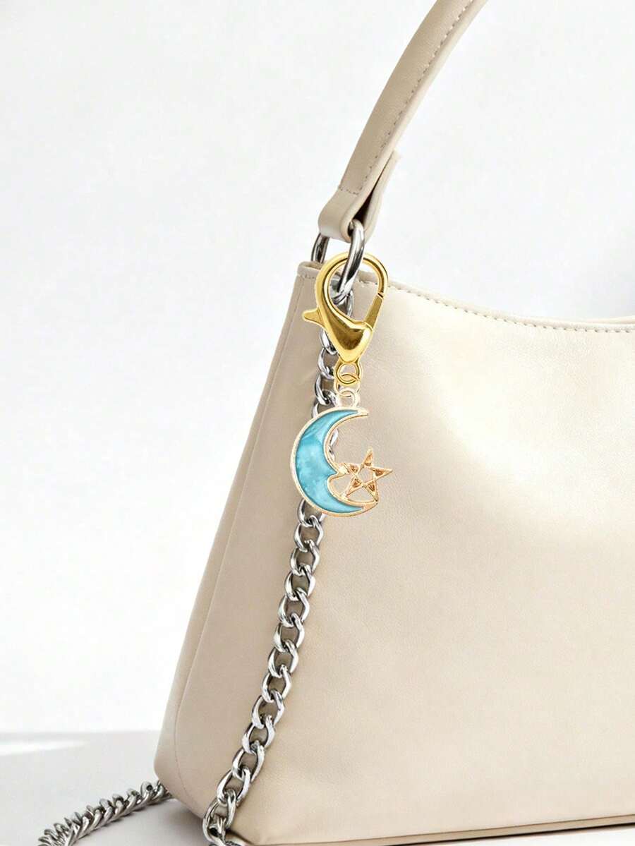 斋月吉祥新月钥匙扣，新月造型吊坠，斋月新月包包挂件，合金珐琅星月吊坠，闪亮新月挂饰钥匙扣，适用于包包，闪亮金属配饰，简约时尚，适合女士钱包和手提包，时尚点缀，精致生活装饰，送给女性和女孩的礼物，情人节礼物，新年礼物，小礼物交换，开斋节礼物 - 彩色 - 查看 1