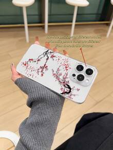 1pc Minimalist White Floral Pattern Painted Transparent Anti-Slip Shockproof TPU Phone Case Suitable For IPhone/ Galaxy, Provides Lens Protection And Can Be Used As A Protective Cover, A Exquisite Gift For Family, Friends, And Colleagues For New Year, Christmas, Halloween Or Valentine's Day - Multicolor - View 5