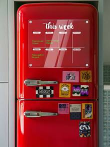 1 套磁性亚克力白板，磁性冰箱贴备忘录计划展示板，图案字体模板，透明白板，适用于计划展示、备忘录、日历（包含 6 支白板笔、磁性螺丝） - 白色 - 查看 2