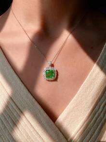 1件925纯银时尚钻石项链，精致优雅的女士项链，适合日常佩戴、约会、新年、情人节等场合，是送给女士的珍贵珠宝礼物。 - 銀色 - 查看 5