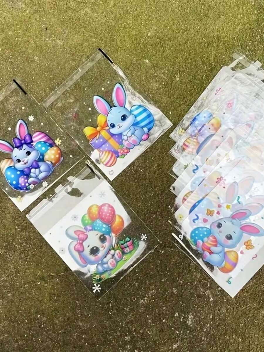100/50个可爱兔子礼品袋,复活节自粘包装袋,卡通兔子图案,复活节饼干和零食包装袋,节日派对礼物装饰,DIY烘焙包装袋,适用于复活节烘焙装饰、庆祝活动和主题派对装饰、礼品包装用品。 - A款 - 查看 1