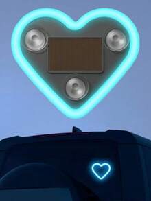 3.7V+300mAh 锂电池太阳能心形霓虹LED灯，无线氛围灯，适用于汽车后窗装饰，流行的汽车LED车窗发光心形氛围灯，USB装饰