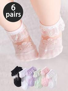 6 đôi tất ren bèo dễ thương cho bé gái, thích hợp mặc hàng ngày. - Nhiều màu - Xem 1